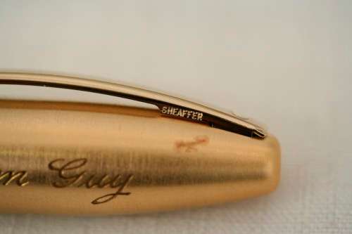 A superb boxed brushed 22ct gold plated engraved Sheaffer Legacy Heritage roller-ball pen