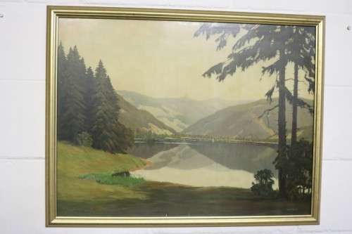 Wonderful large W. Merz painting print of an amazing landscape - perfect for a big wall - RS17Sale