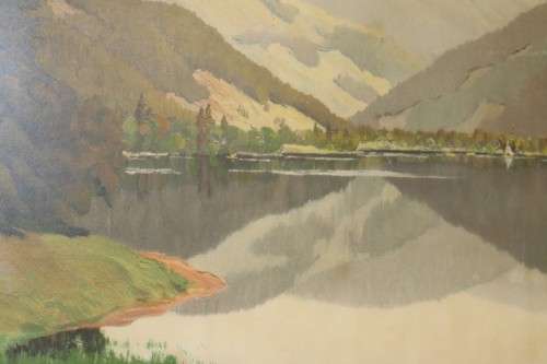 Wonderful large W. Merz painting print of an amazing landscape - perfect for a big wall - RS17Sale