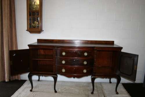 Stunning large vintage buffet/ server w/ three large drawers & ample storage space for dinnerware