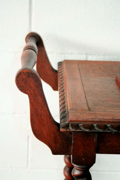 A rare antique Victorian Honeyed-oak barley-twist drinks/ tea trolley on castors in great condition