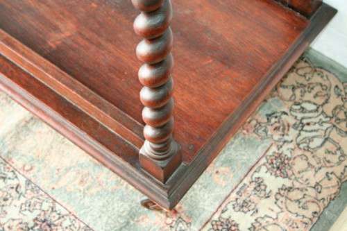 A rare antique Victorian Honeyed-oak barley-twist drinks/ tea trolley on castors in great condition