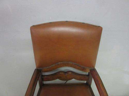 A magnificent Edwardian antique solid Cognac Oak chair with period style upholstery - stunning!