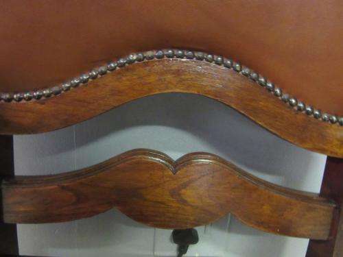 A magnificent Edwardian antique solid Cognac Oak chair with period style upholstery - stunning!