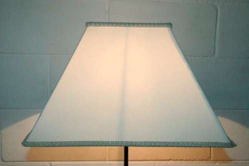 Superb tall mahogany "fluted" standing (floor) lamps with gorgeous large top-quality lampshade