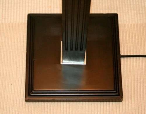 Superb tall mahogany "fluted" standing (floor) lamps with gorgeous large top-quality lampshade