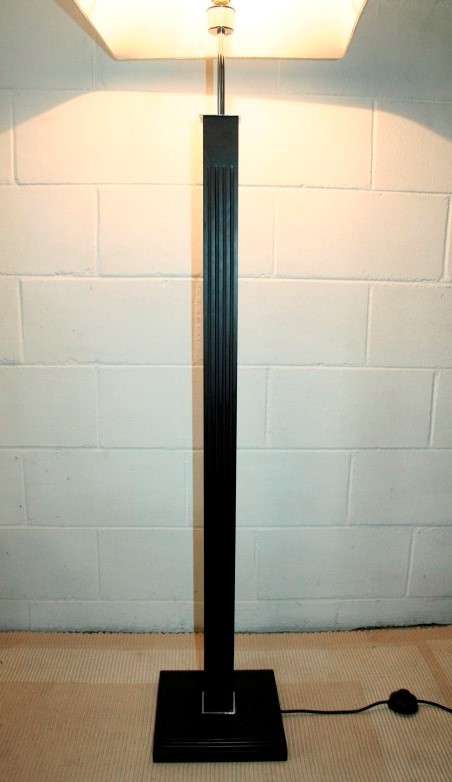 Superb tall mahogany "fluted" standing (floor) lamps with gorgeous large top-quality lampshade