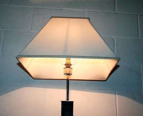 Superb tall mahogany "fluted" standing (floor) lamps with gorgeous large top-quality lampshade