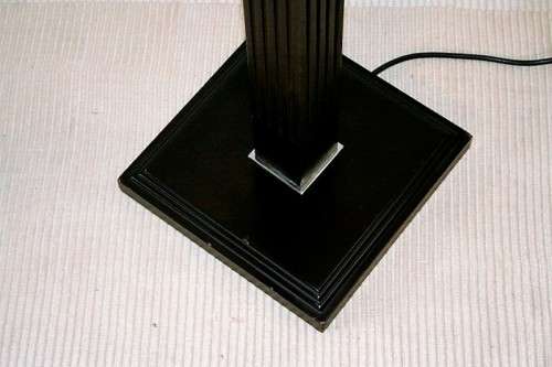 Superb tall mahogany "fluted" standing (floor) lamps with gorgeous large top-quality lampshade