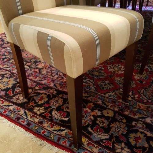 A spectacular Mahogany 8-10 seater dining room suite with luxuriously upholstered chairs - STUNNING!