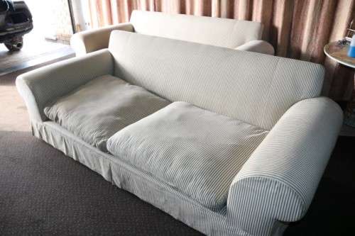 2x top quality XL Coricraft (2,5m long) fabric sofa couches in excellent condition - price/couch