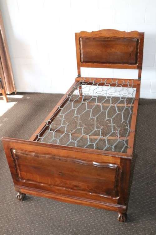 Two Imbuia ball and claw single beds  headboards, footboards - great for a shared bedroom.RS17Bed