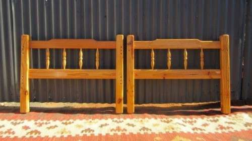 **RS17** Two natural pine spindle "single bed" size headboards in good condition. Bid/headboard