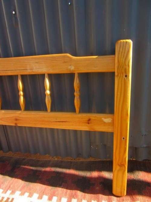 **RS17** Two natural pine spindle "single bed" size headboards in good condition. Bid/headboard