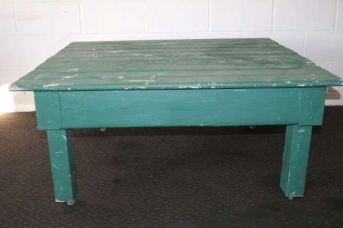 A rustic wooden painted occasional table on castors - perfect to re-paint/ shabby chic - RS17Sale