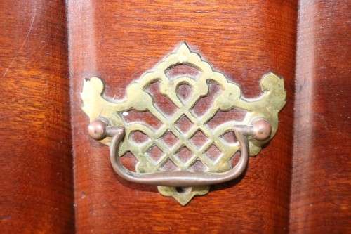 A fantastic antique (c.1935) Imbuia ball & claw fall-top writing bureau with two large drawers