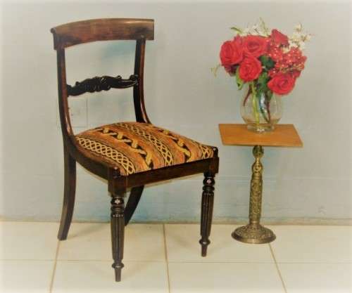 Awesome solid teak occasional chair w/ a beautiful upholstered seat in awesome condition - RS17Sale