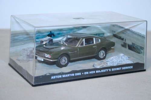 A James Bond 007 Aston Martin DBS die cast model car from the movie "On her Majesty's secret service