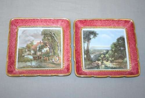 A superb pair of vintage "Lancaster & Sandland" porcelain plates w/ "John Constable" transfer prints