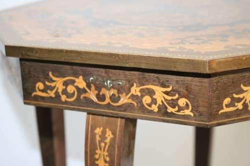 A wonderful Italian-made sewing box/ table with French lacquer detailing and a music box - stunning!