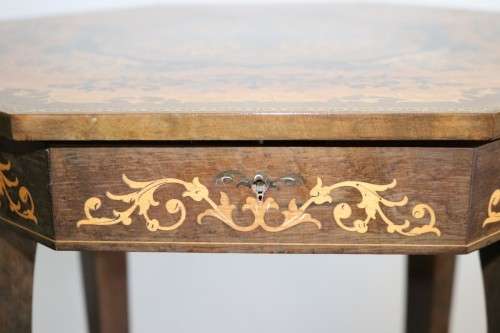 A wonderful Italian-made sewing box/ table with French lacquer detailing and a music box - stunning!