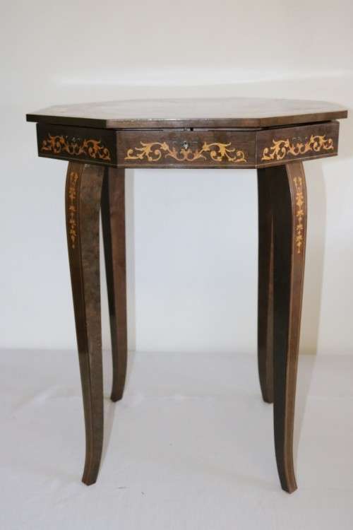 A wonderful Italian-made sewing box/ table with French lacquer detailing and a music box - stunning!