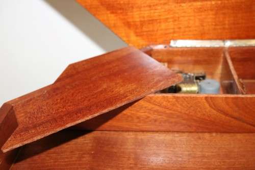 A wonderful Italian-made sewing box/ table with French lacquer detailing and a music box - stunning!