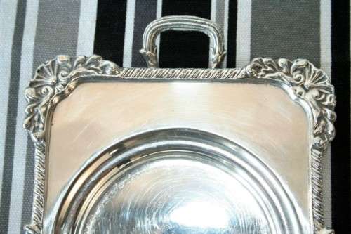 A beautiful vintage "Seranco" silver plated lidded breakfast butter dish with ornate mounts