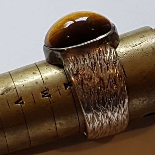 An exquisite vintage "Birks of Canada" sterling silver ladies ring w/ a large oval Tiger's Eye stone