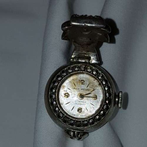 An incredibly rare antique Art Deco Swiss made "Union Special" 17 Jewel Incabloc ladies ring-watch