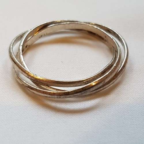 An awesome silver 3-ring "Russian Wedding Ring" in good condition