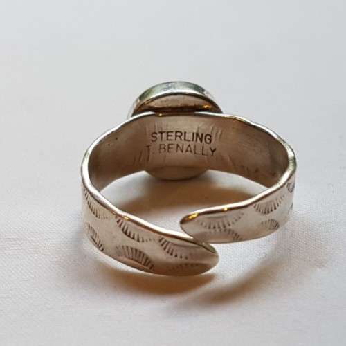 A superb vintage original (signed) T Benally sterling silver Navajo (Native American) Turquoise ring