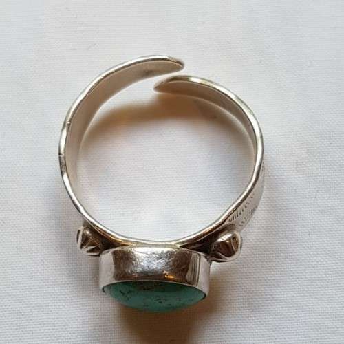 A superb vintage original (signed) T Benally sterling silver Navajo (Native American) Turquoise ring