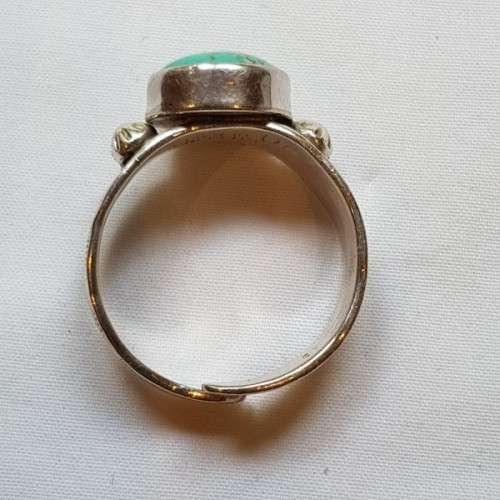 A superb vintage original (signed) T Benally sterling silver Navajo (Native American) Turquoise ring