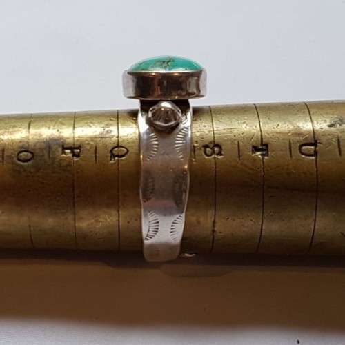 A superb vintage original (signed) T Benally sterling silver Navajo (Native American) Turquoise ring