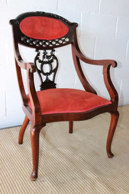 A stunning antique Edwardian occasional armchair with magnificent carved detailing - amazing!