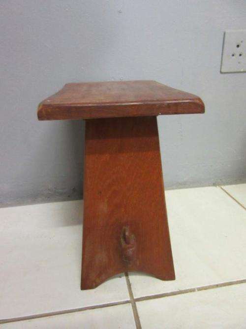 Two gorgeous vintage solid Oak occasional side tables/ stools - great next to a sofa - price/ table