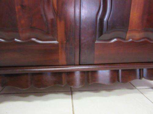 An amazing gabled double-door solid Imbuia ball & claw wardrobe w/ solid brass embellishments