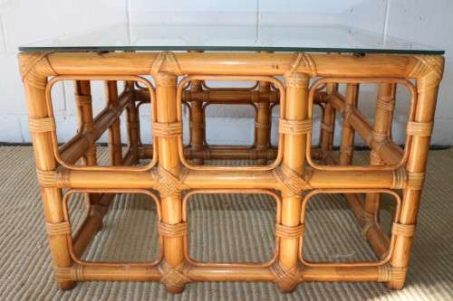 A lovely cane occasional/ coffee table with a removable glass top - stunning in a holiday home