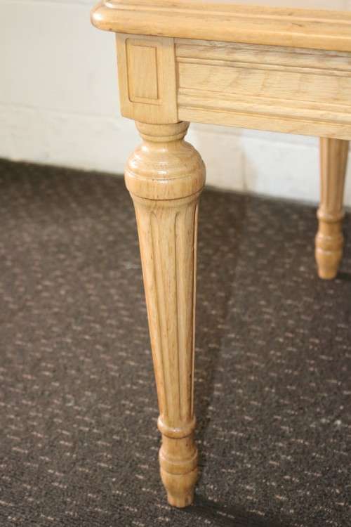 Two wonderful Oak side tables with removable glass tops and fluted carved legs - price/table