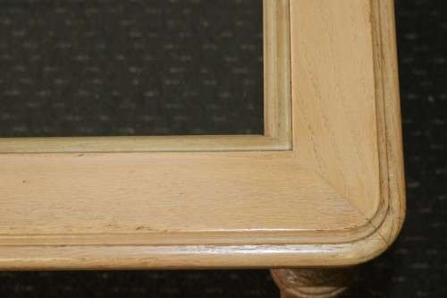 Two wonderful Oak side tables with removable glass tops and fluted carved legs - price/table