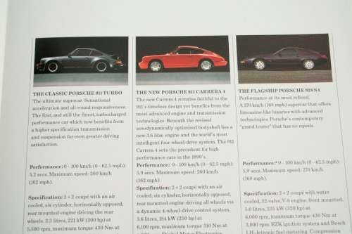 An incredible and rare 1989 "Porsche" vehicle Marques overview brochure including the 944, 911 & 928