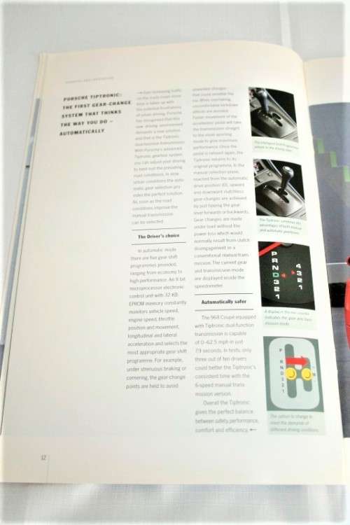 A stunning and rare 1992 "Porsche" 968 full colour sales brochure with the original spec sheet