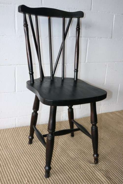 Six lovely vintage black painted occasional/ dining chairs - perfect to paint or to restore