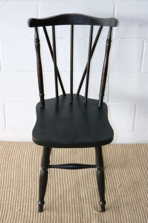 Six lovely vintage black painted occasional/ dining chairs - perfect to paint or to restore