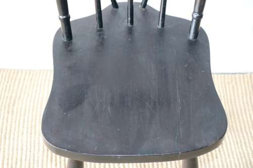 Six lovely vintage black painted occasional/ dining chairs - perfect to paint or to restore