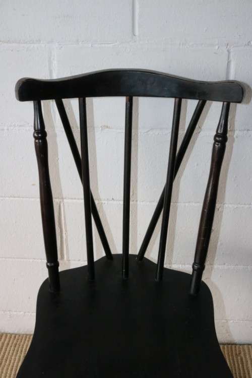 Six lovely vintage black painted occasional/ dining chairs - perfect to paint or to restore