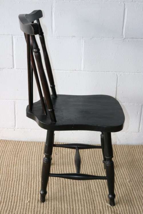 Six lovely vintage black painted occasional/ dining chairs - perfect to paint or to restore