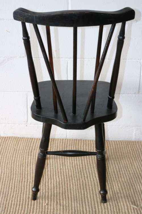 Six lovely vintage black painted occasional/ dining chairs - perfect to paint or to restore