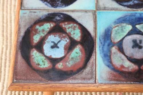 A gorgeous vintage Oak "California Mission" table with a *tile top* and lovely brass embellishments